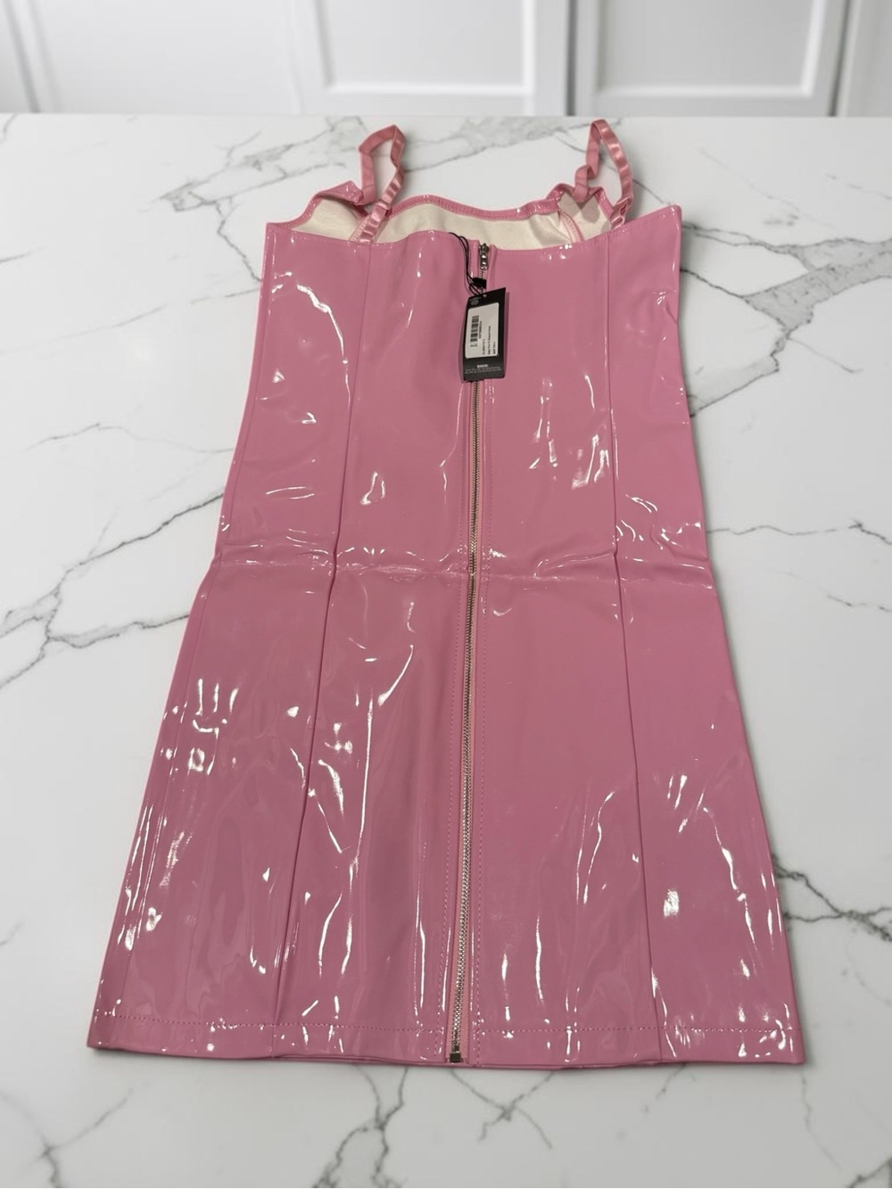 PrettyLittleThing Pink Patent Mini Dress